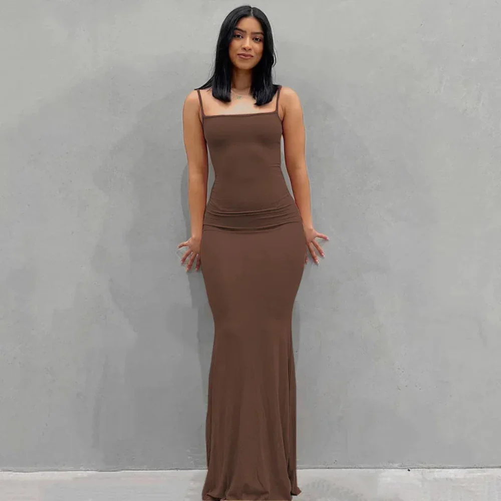 Damen Sommerkleid Lang Figurbetont Schlankes Maxikleid Freizeit - Image 10