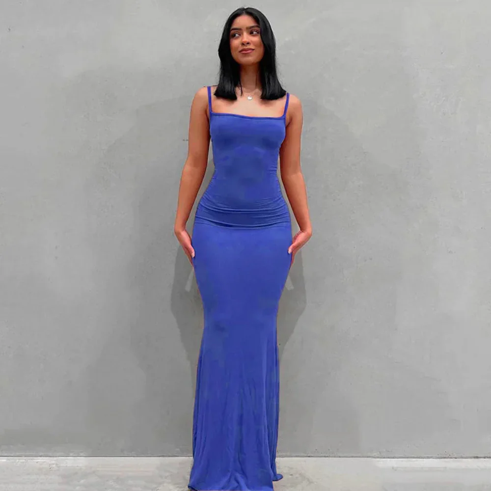 Damen Sommerkleid Lang Figurbetont Schlankes Maxikleid Freizeit - Image 11