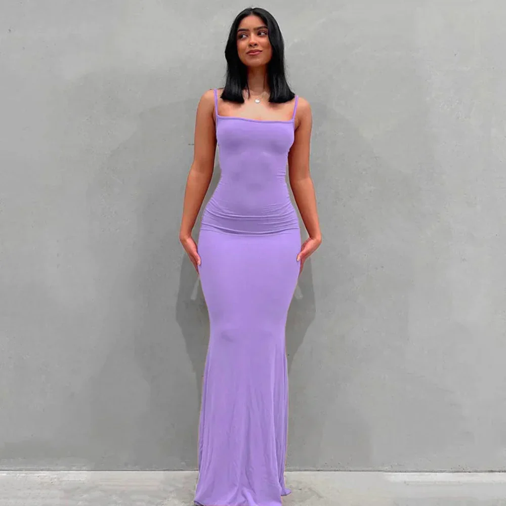 Damen Sommerkleid Lang Figurbetont Schlankes Maxikleid Freizeit - Image 12
