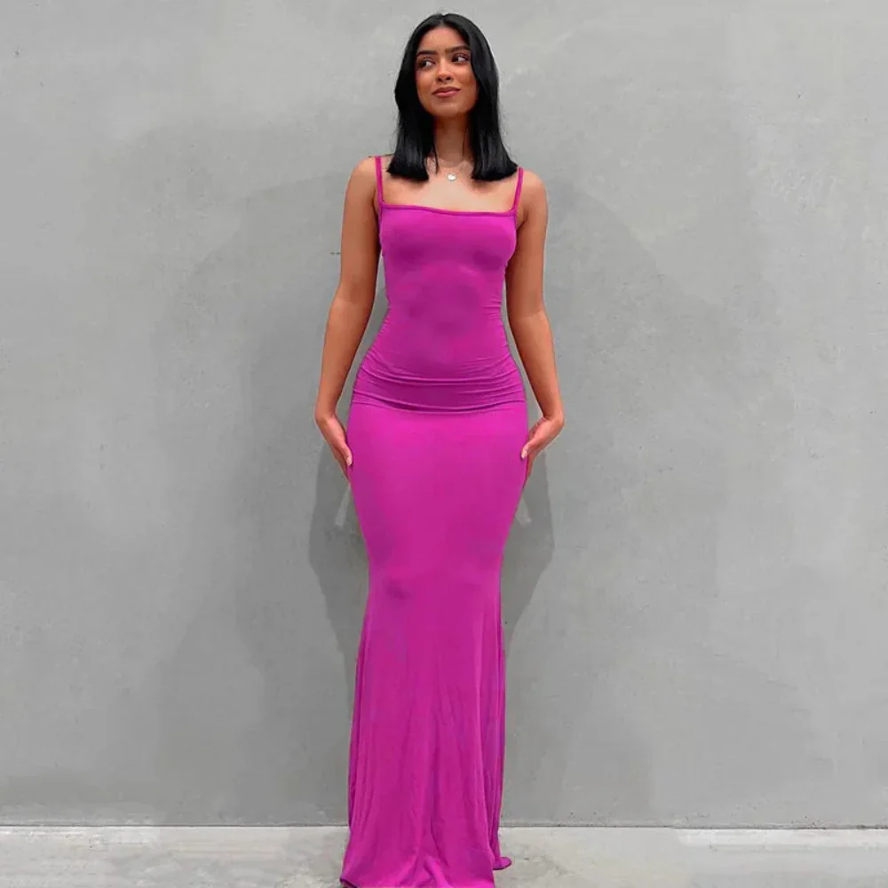 Damen Sommerkleid Lang Figurbetont Schlankes Maxikleid Freizeit - Image 13