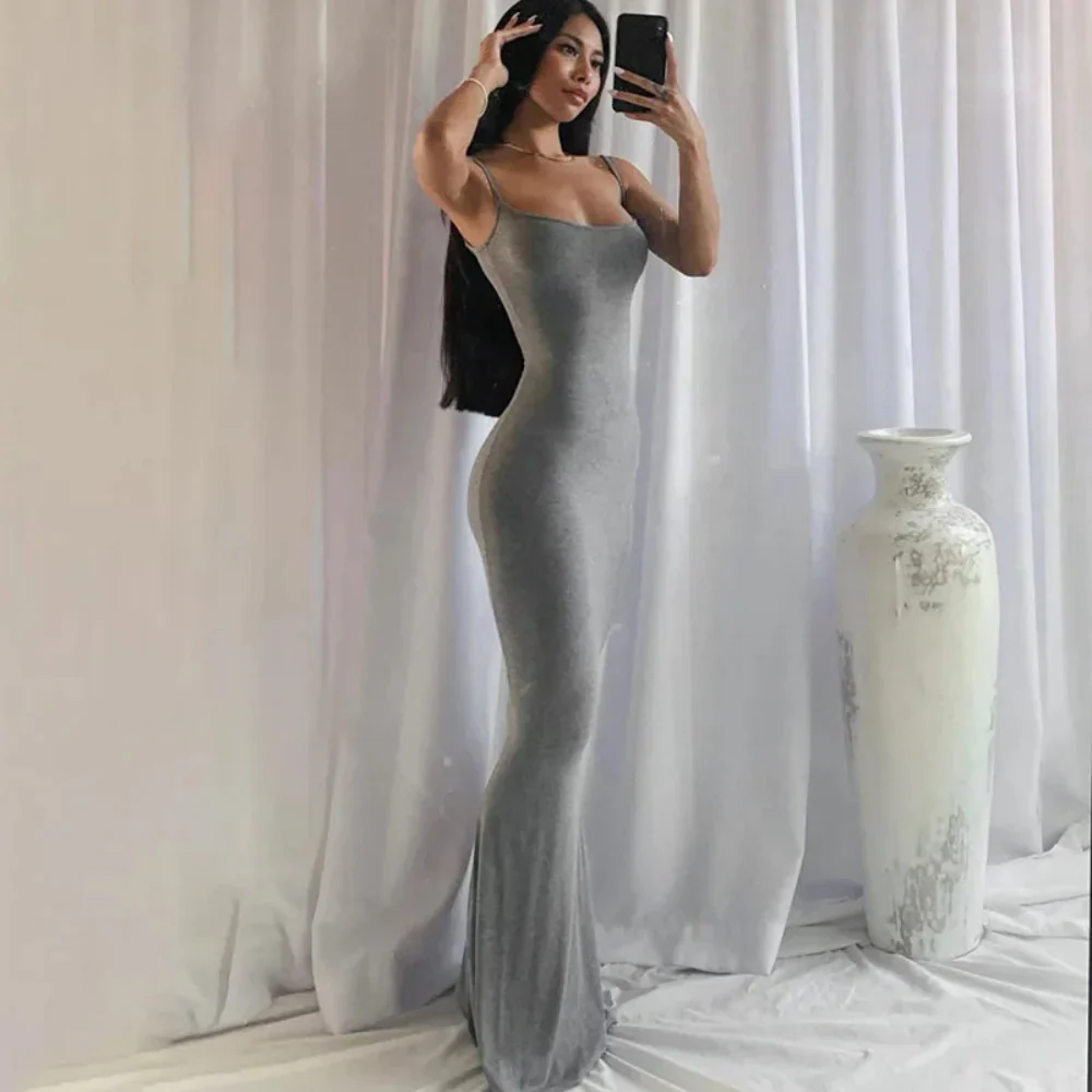 Damen Sommerkleid Lang Figurbetont Schlankes Maxikleid Freizeit - Image 14