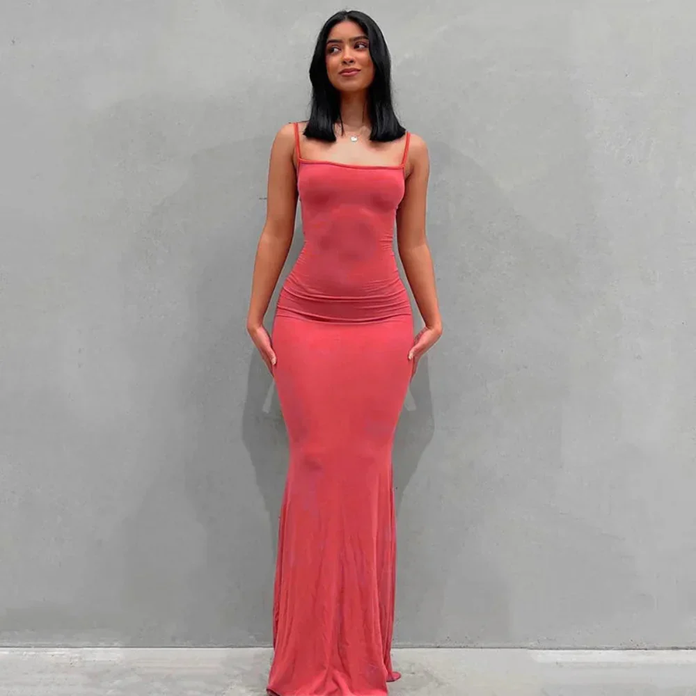 Damen Sommerkleid Lang Figurbetont Schlankes Maxikleid Freizeit - Image 2