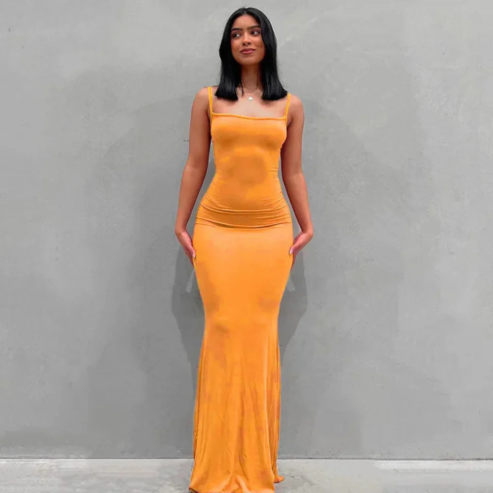 Damen Sommerkleid Lang Figurbetont Schlankes Maxikleid Freizeit - Image 3