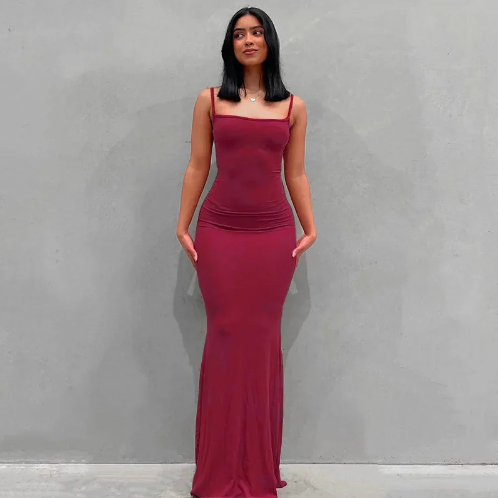 Damen Sommerkleid Lang Figurbetont Schlankes Maxikleid Freizeit - Image 8