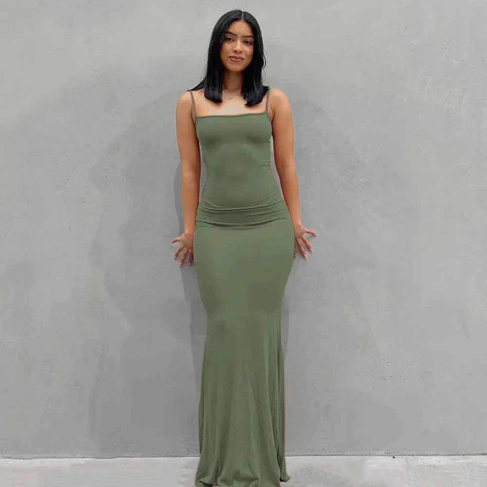Damen Sommerkleid Lang Figurbetont Schlankes Maxikleid Freizeit - Image 9