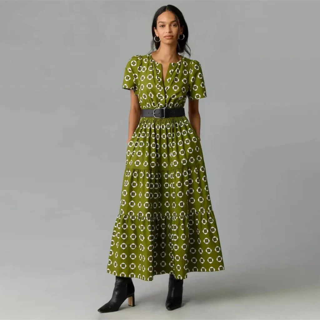 Damen Sommerkleid Lang Retro Bedruckt Stilvolles Sommeroutfit - Image 3