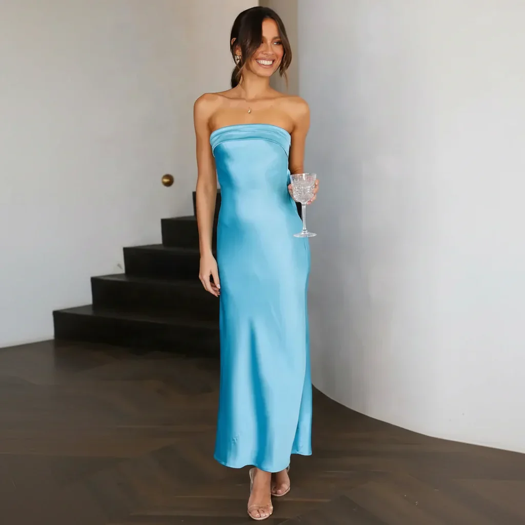 Damen Sommerkleid Lang Röhrenkleid Floral Wickel Design - Image 4