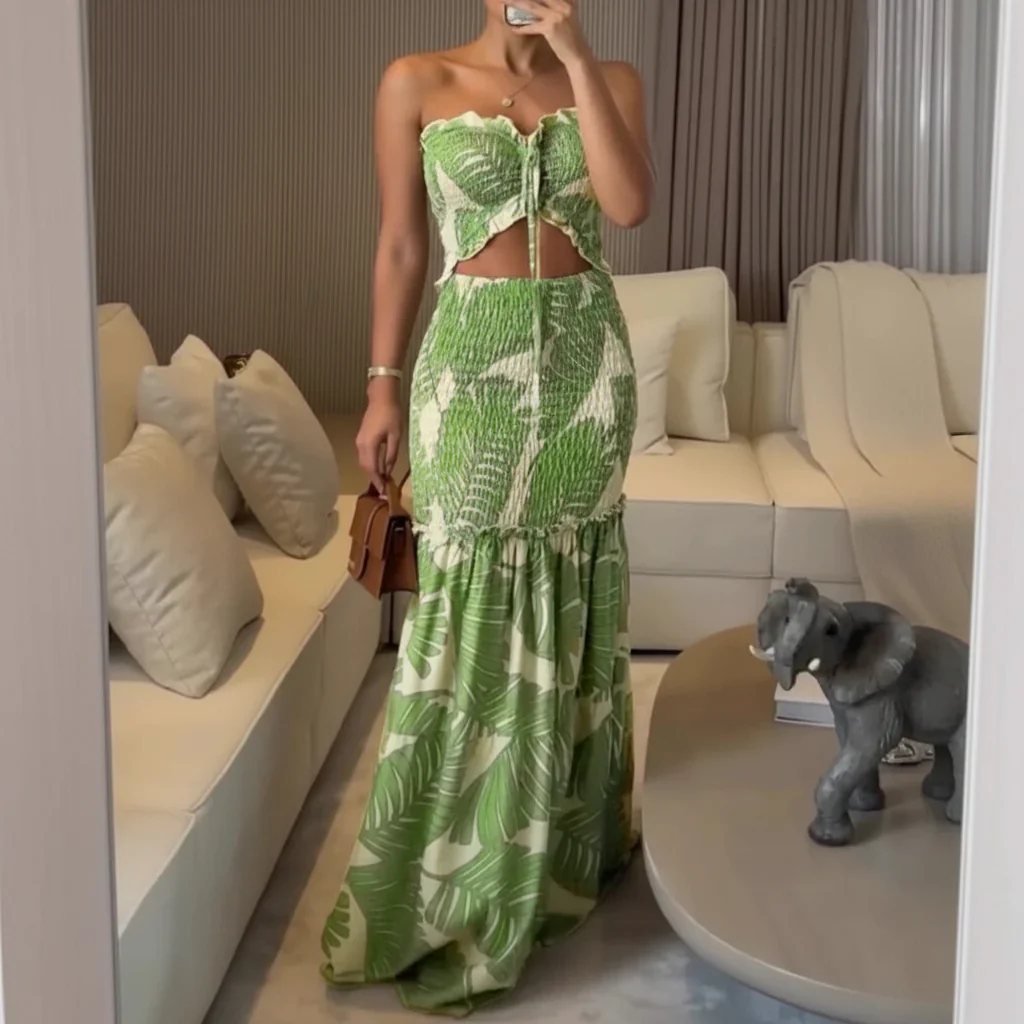 Damen Sommerkleid Langes ZweinTeiler Set Sommer - Image 2