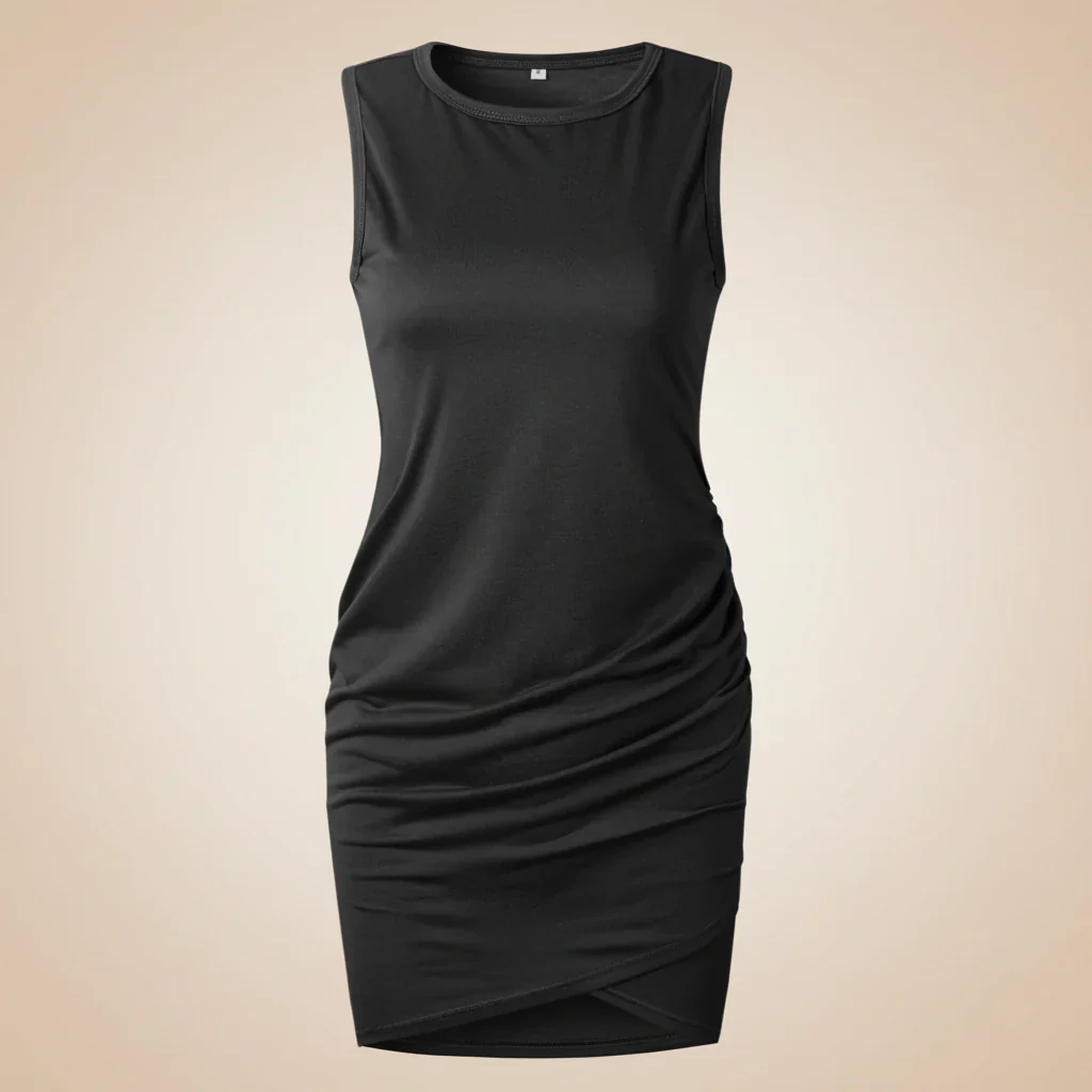 Damen Sommerkleid Lässig Gerafft Bodycon Kleid Sommer - Image 5