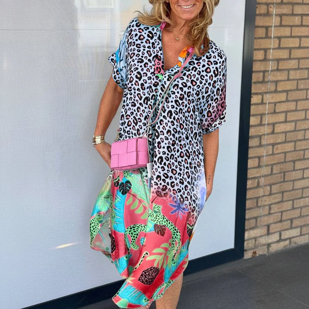 Damen Sommerkleid Leicht Luftig Leopardenmuster - Image 2