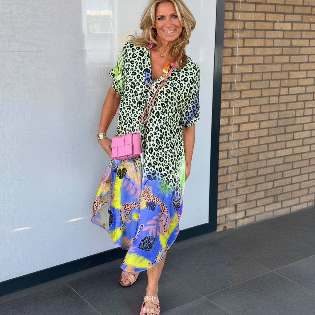 Damen Sommerkleid Leicht Luftig Leopardenmuster - Image 3