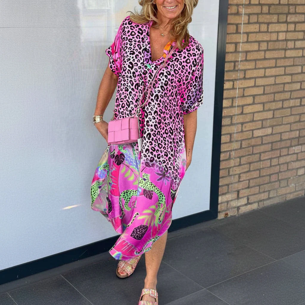 Damen Sommerkleid Leicht Luftig Leopardenmuster - Image 4