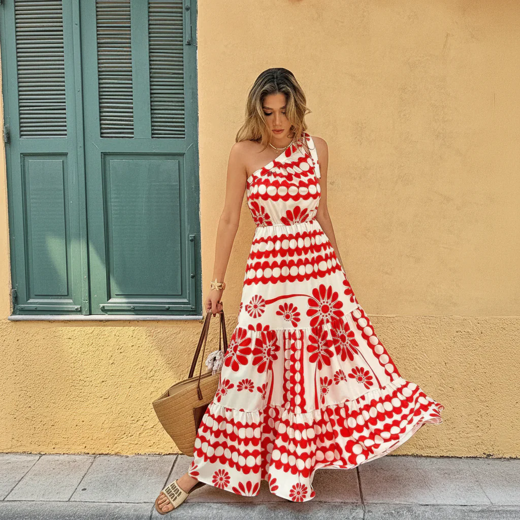 Damen Sommerkleid Ohne Ärmel Rüschen Saum Bequemes Freizeitkleid