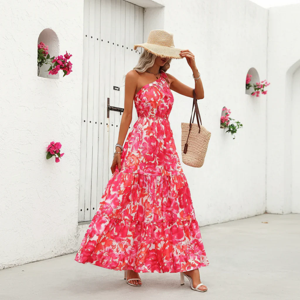 Damen Sommerkleid Ohne Ärmel Rüschen Saum Bequemes Freizeitkleid - Image 2