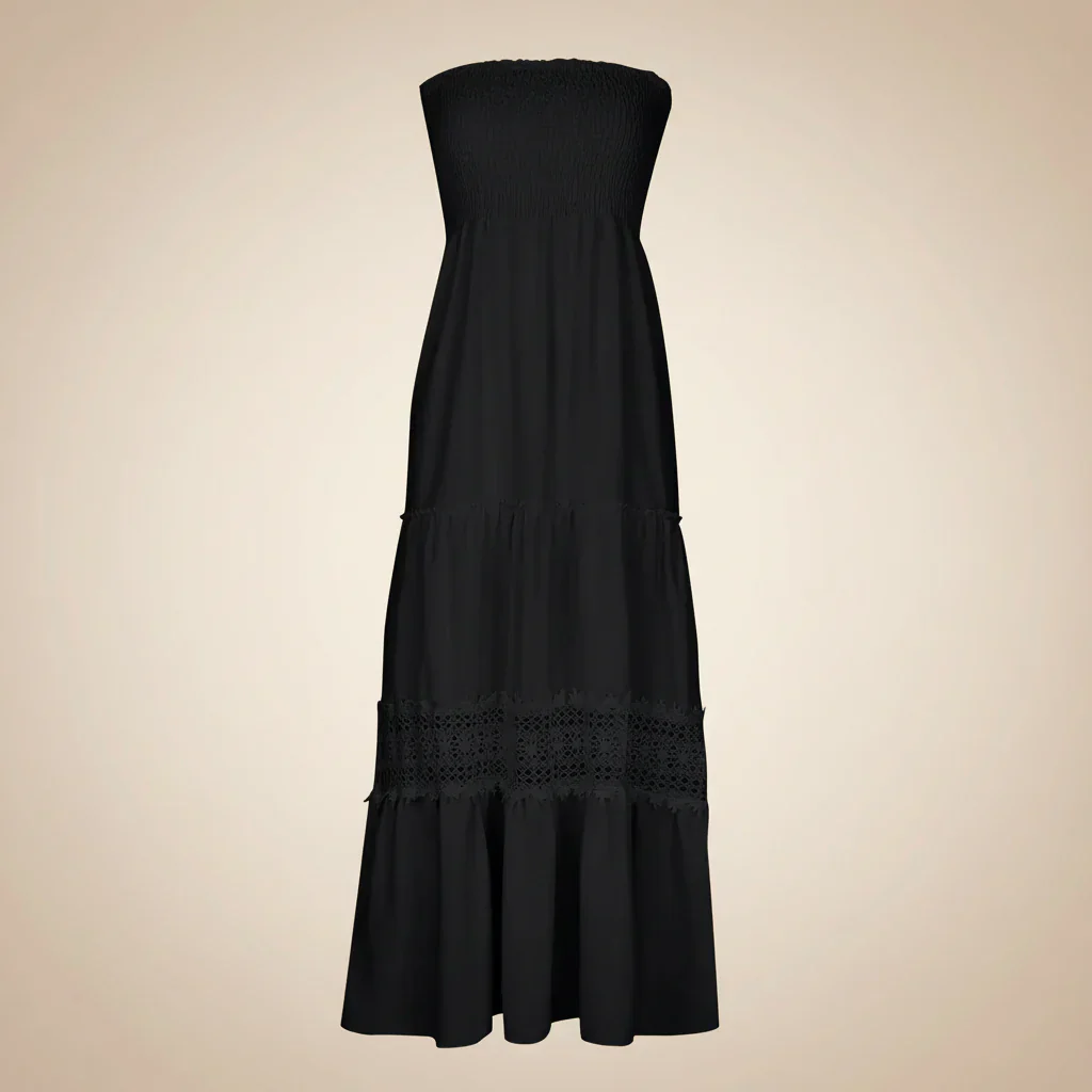 Damen Sommerkleid Rüschen Tubenform Langes Freizeitkleid - Image 2