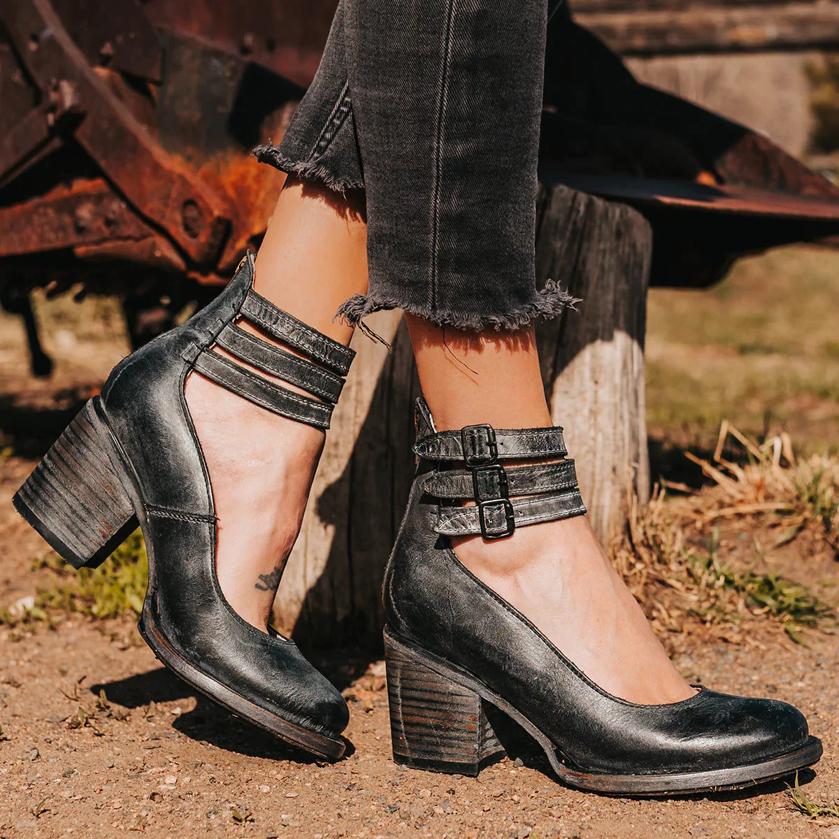 Damen Stiefeletten Blockabsatz Doppelriemen - Image 2