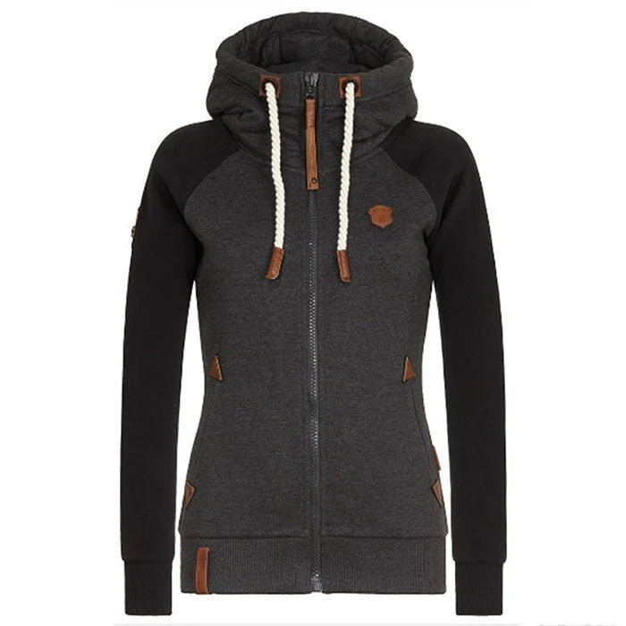 Damen-Strick-Kapuzenpullover mit Reißverschluss | Lange Ärmel
