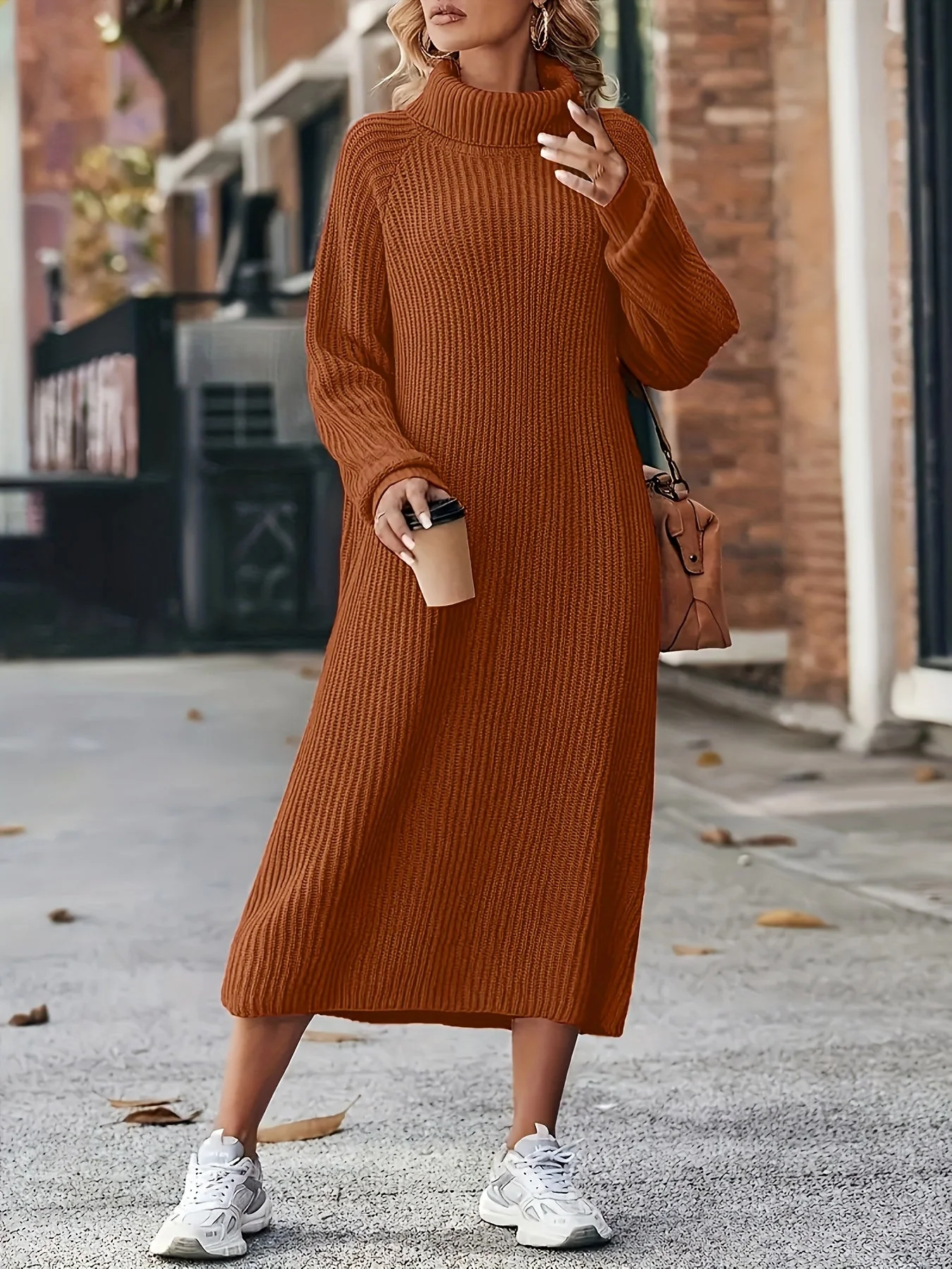 Damen Strickkleid Rollkragen | Langarm und Midi-Länge - Image 8