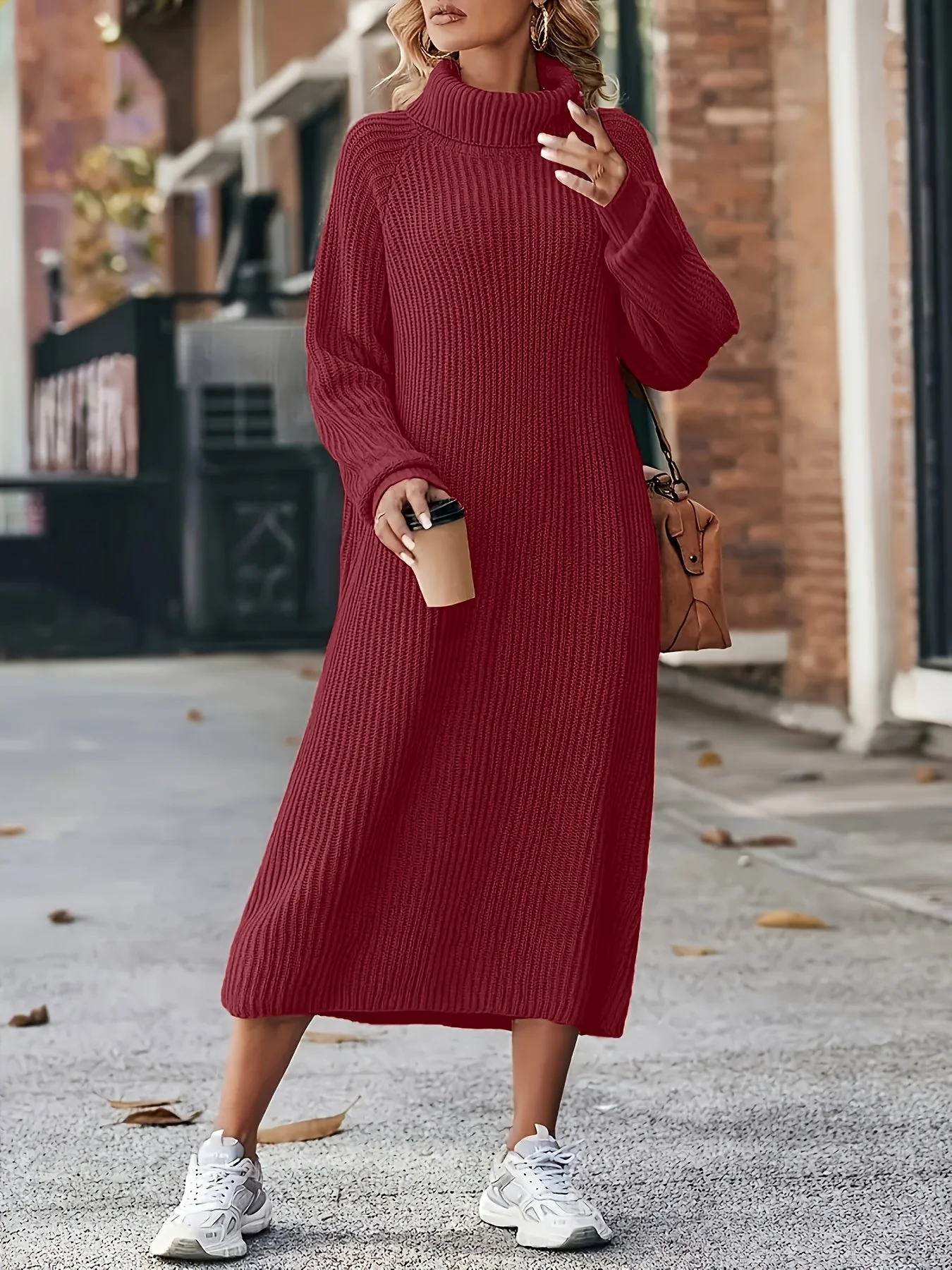 Damen Strickkleid Rollkragen | Langarm und Midi-Länge - Image 9