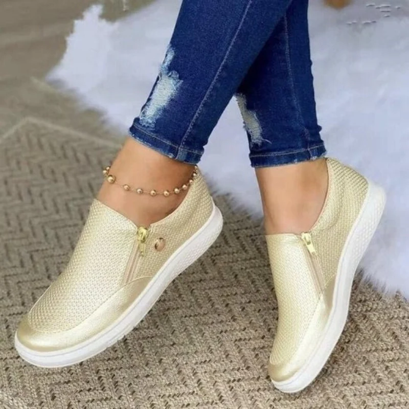 Damen stylische Schuhe mit Reißverschluss | Bequem