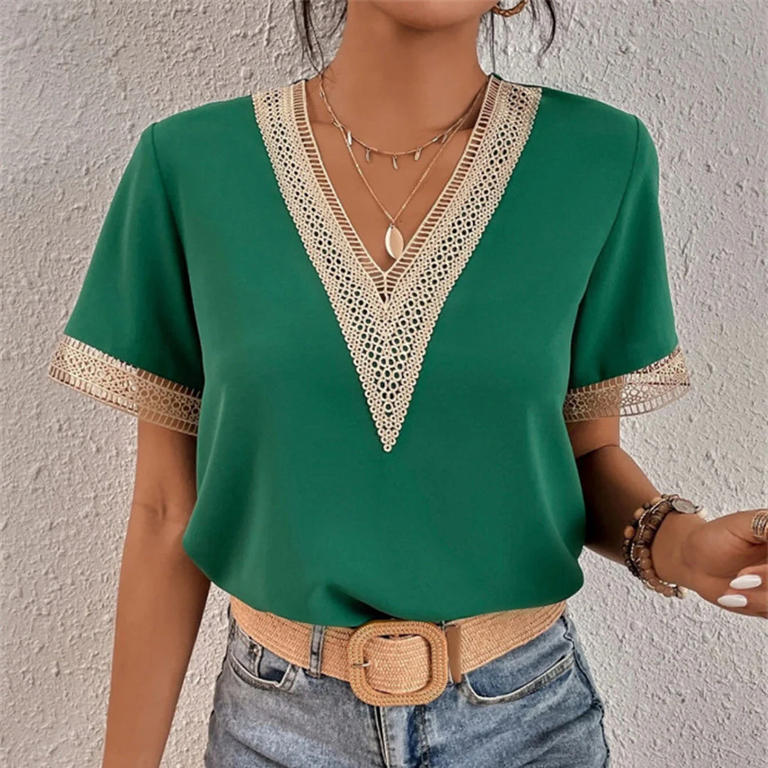 Damen-T-Shirt mit V-Ausschnitt – reguläre Passform und vielseitiger Stil