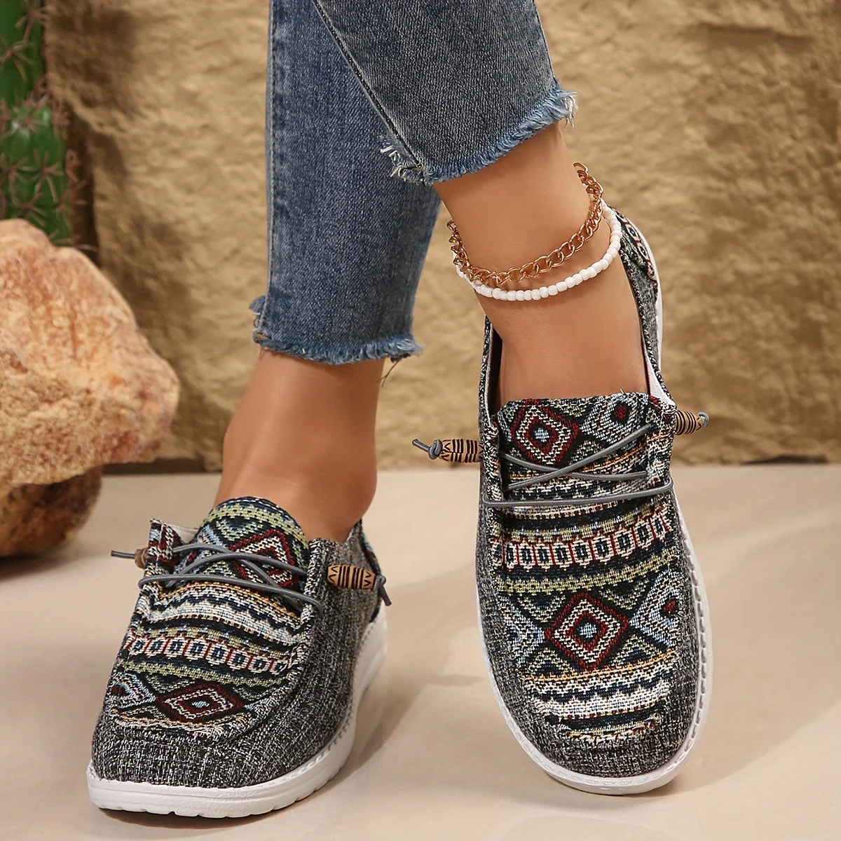 Damen Vintage Geometrische Schuhe - Image 10