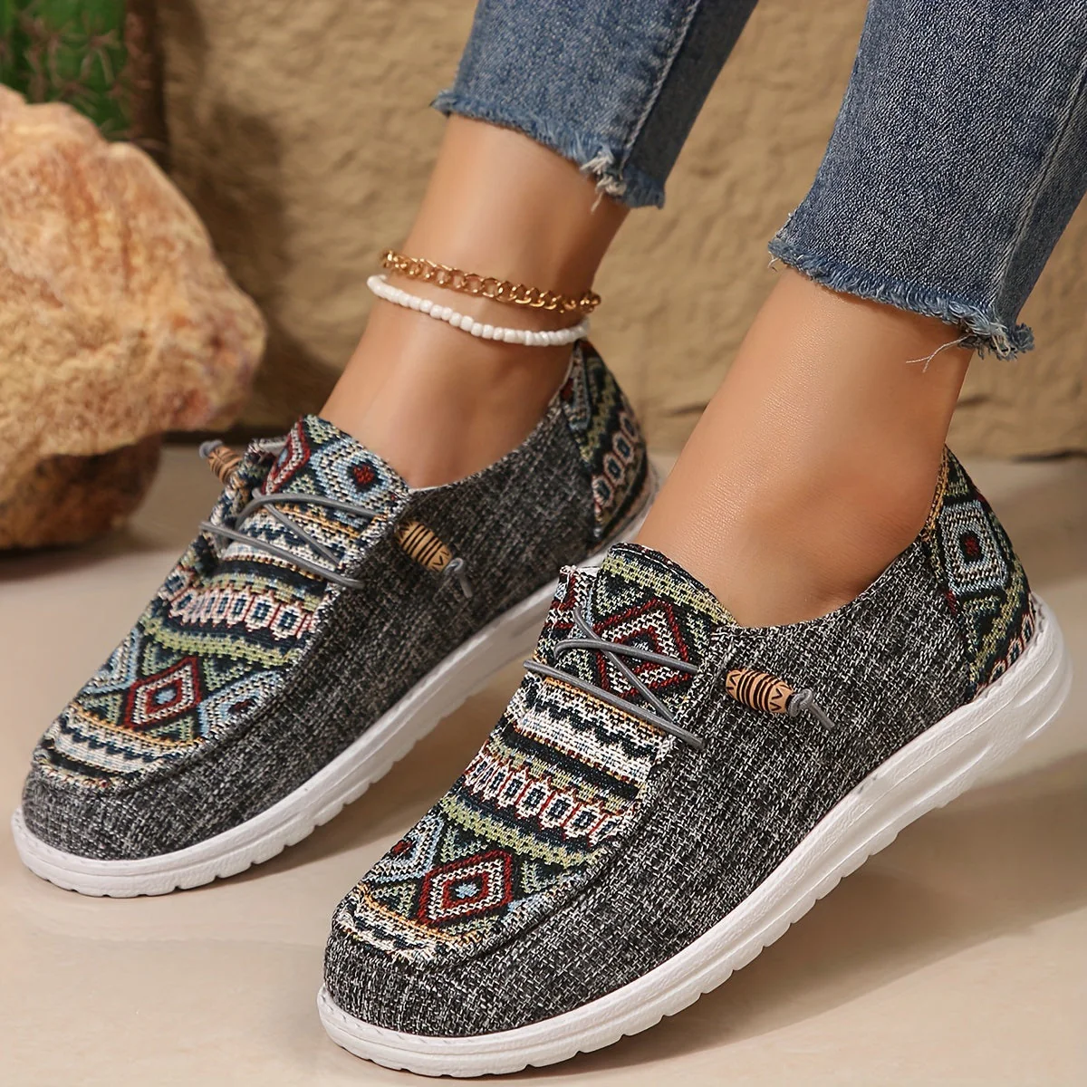 Damen Vintage Geometrische Schuhe - Image 11