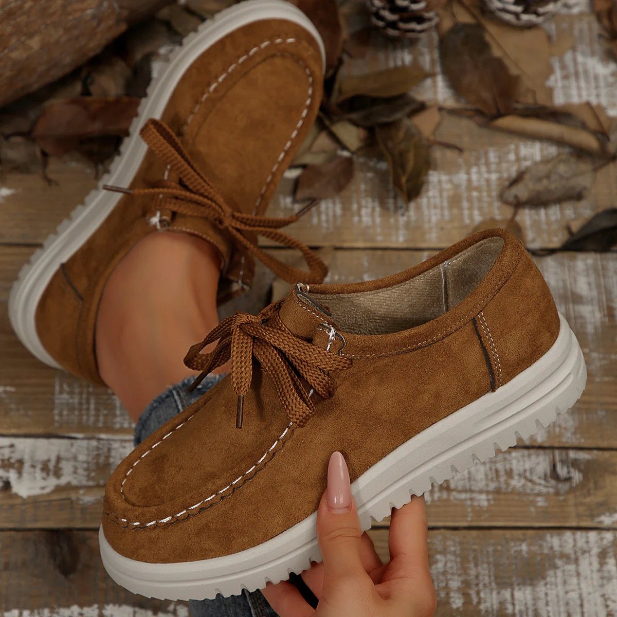 Damen Vintage Schnür-Mokassinschuhe - Image 8
