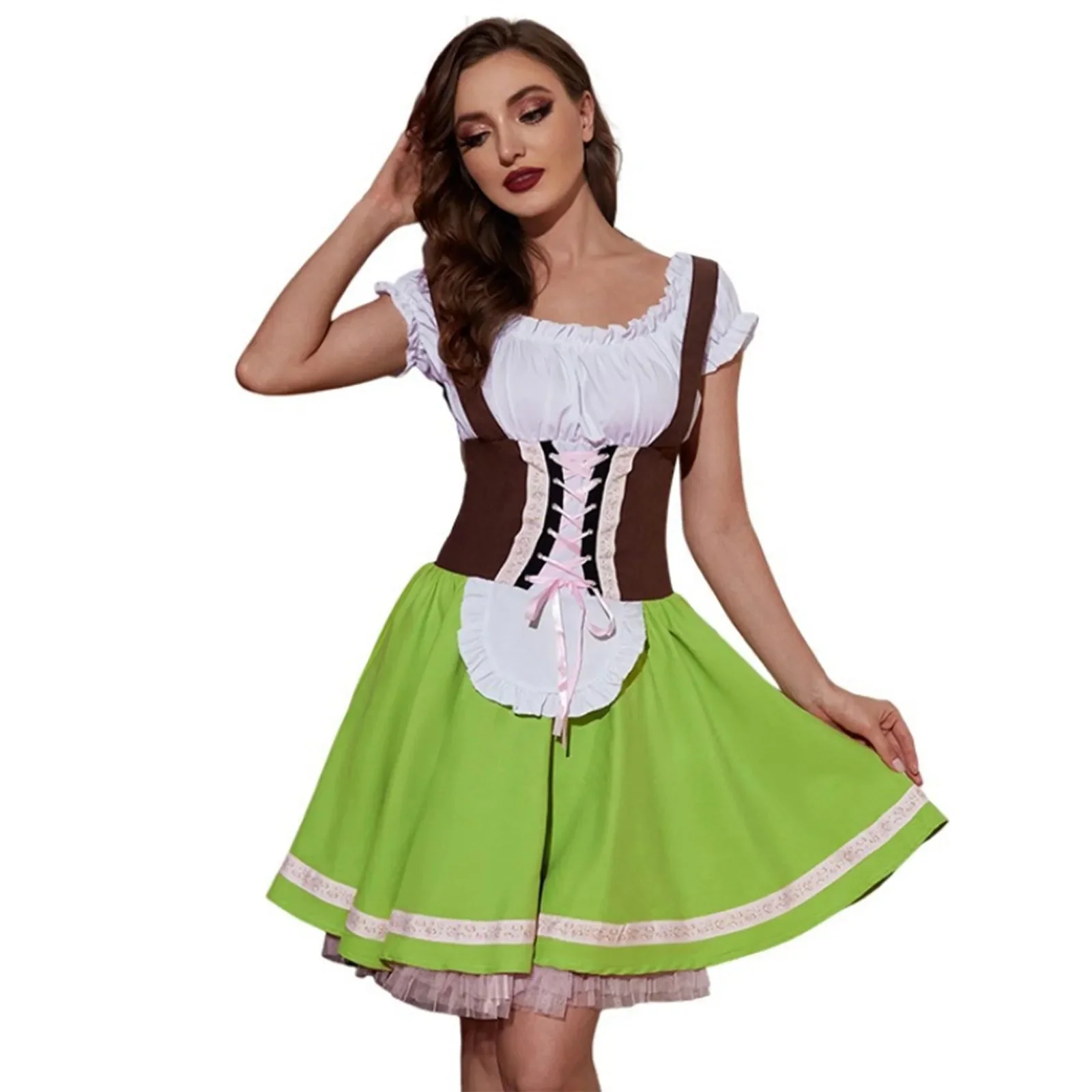 Damen Zweifarbiges Schnür-Dirndlkleid | Midi - Image 2