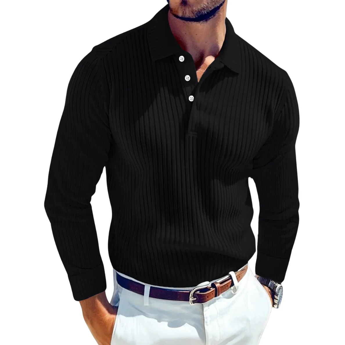 Daniel | Retro-Polo Herren stilvoll gestrickt mit Rippstruktur