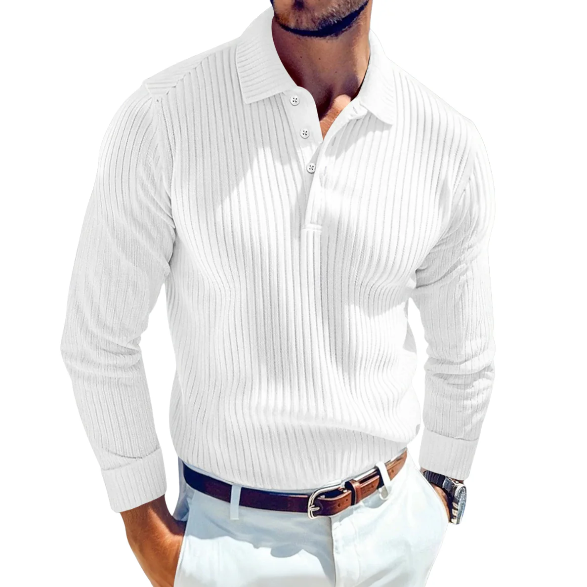Daniel | Retro-Polo Herren stilvoll gestrickt mit Rippstruktur - Image 4