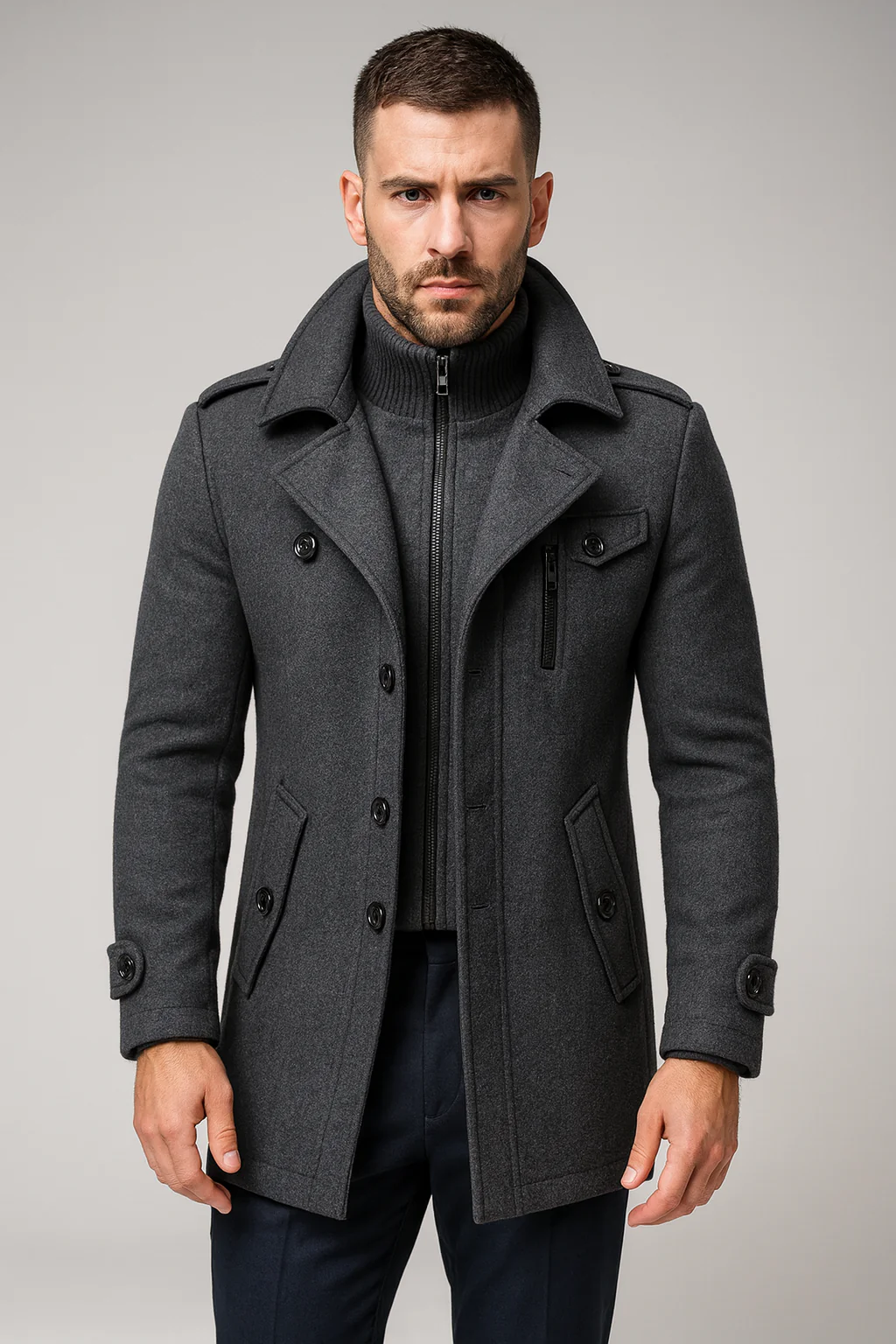 Diego – Herren Wolljacke Mit Stehkragen Und Reißverschluss - Image 10