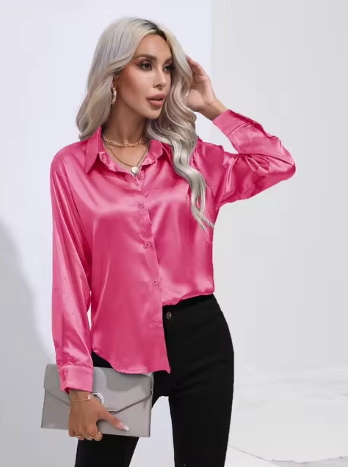 Doreen | Elegante Satin Charm Bluse - Image 14