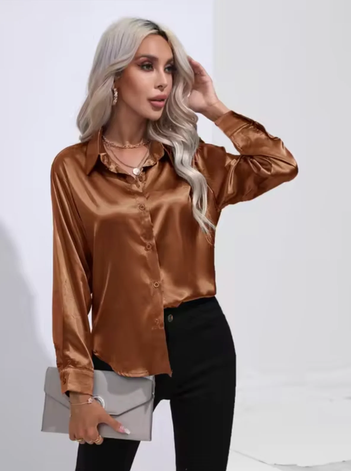 Doreen | Elegante Satin Charm Bluse - Image 15