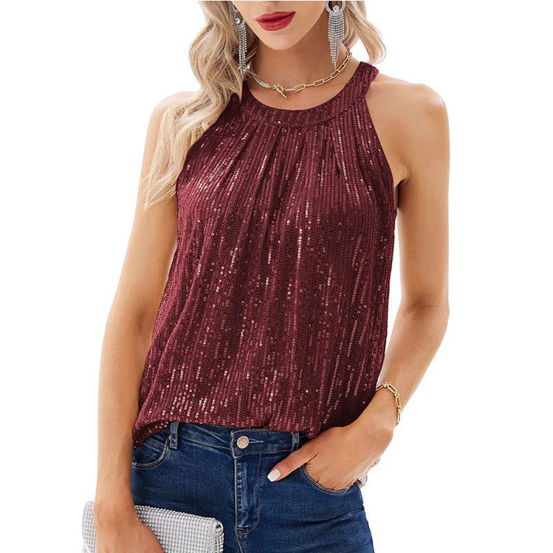 Dragana- Damen Glitzerndes Oberteil mit eleganter Rüschen - Image 5