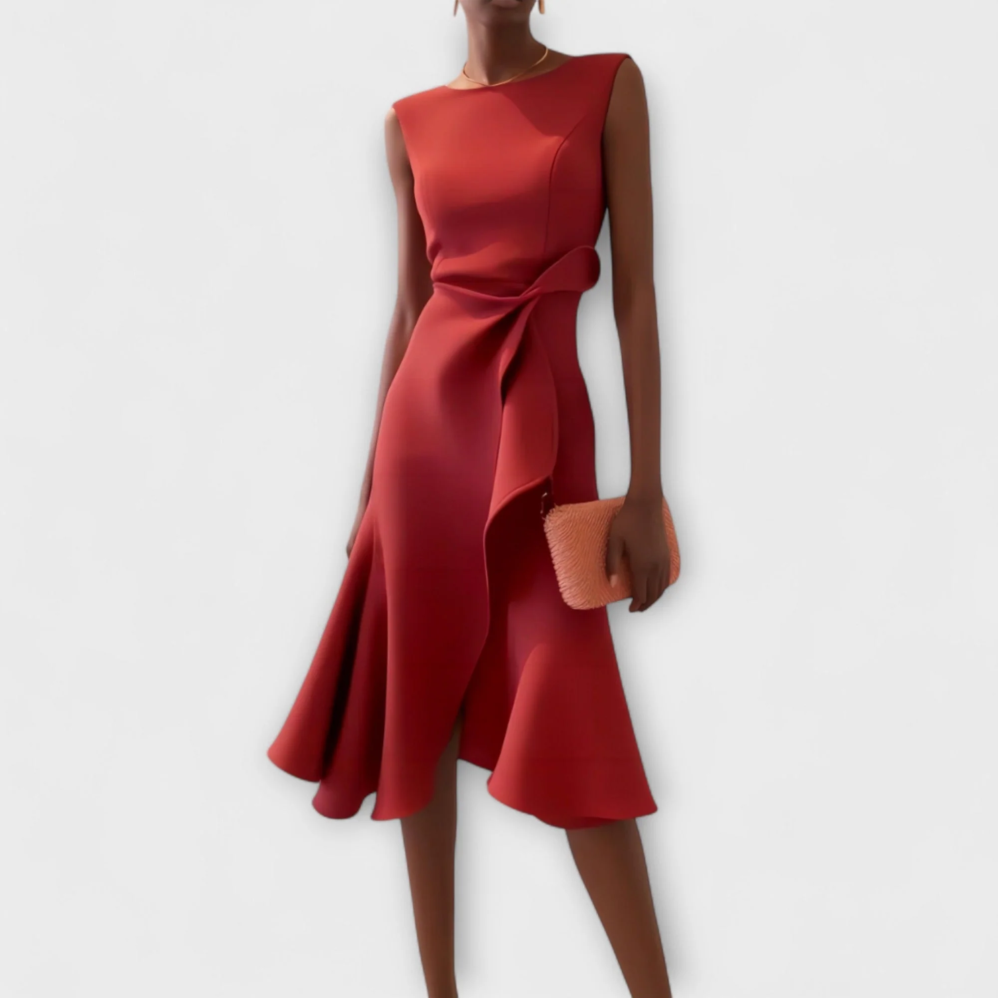 Drapiertes asymmetrisches Midikleid für Damen – Elegantes Sommerkleid