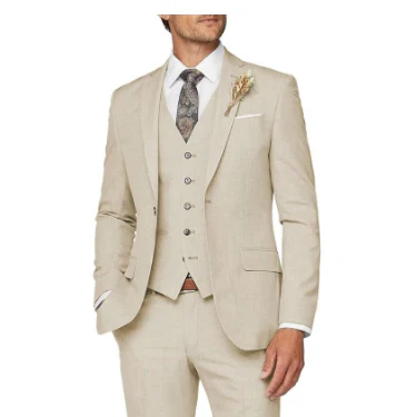Dreiteiliger Hochzeitsgastanzug für Herren | Beige