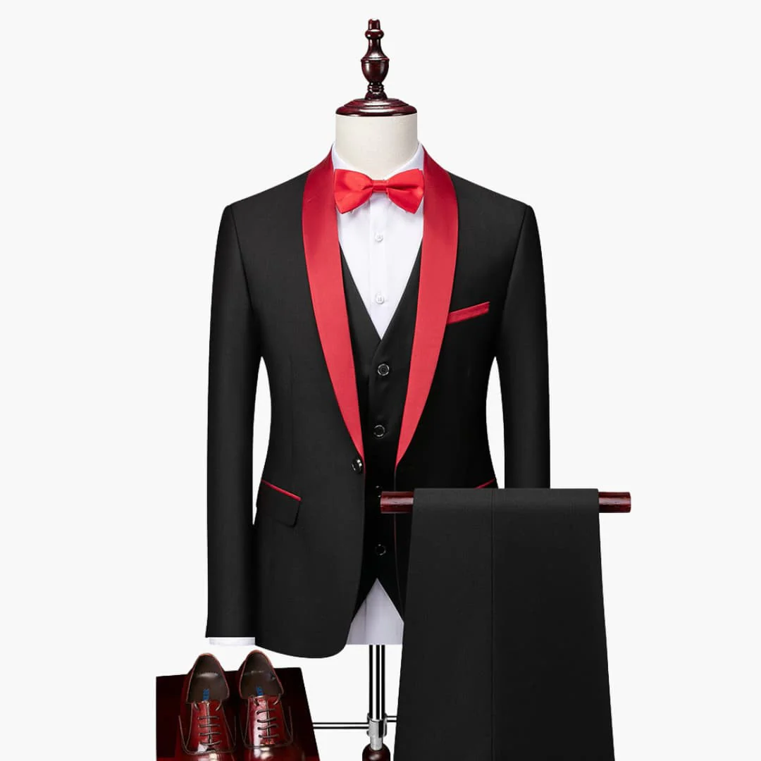 Dreiteiliger Slim-Fit-Anzug für Herren mit Sakko mit fallendem Revers - Image 4
