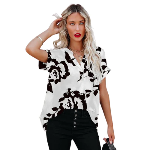 Elegante Damen Chiffon Kurzarm Bluse