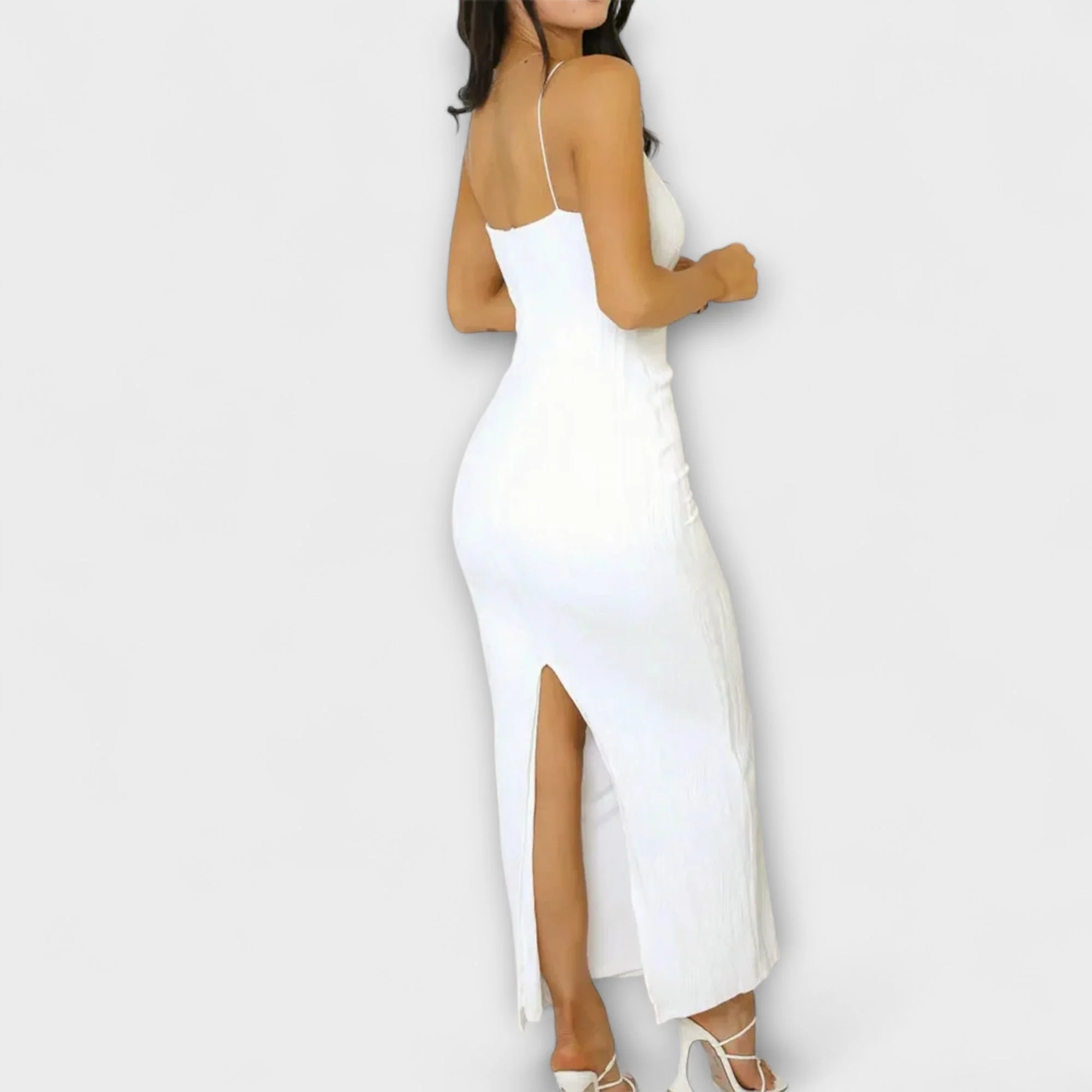 Elegantes ärmelloses Maxikleid mit Raffungen