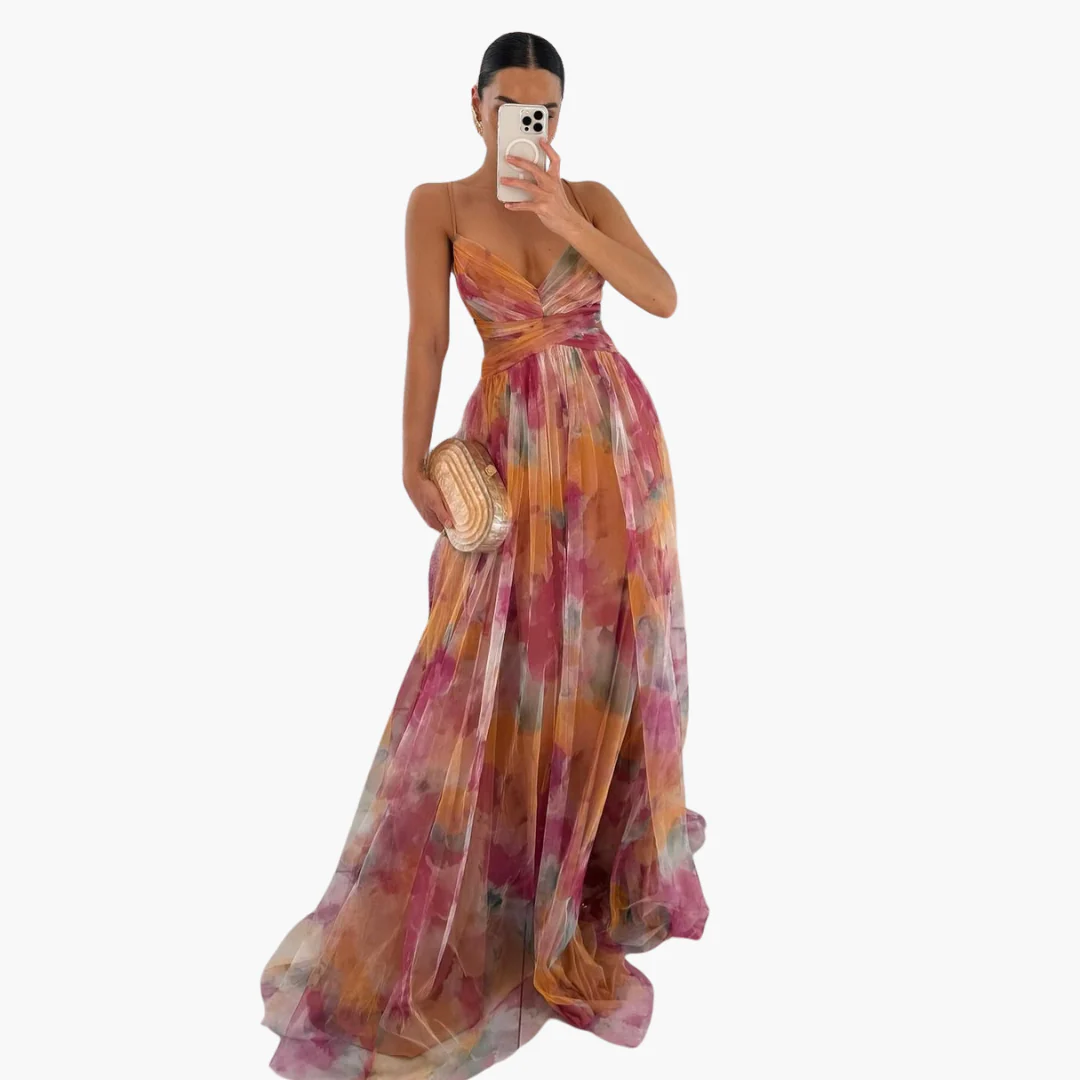 Elegantes Maxikleid für Damen mit - floralem Muster Glamourös