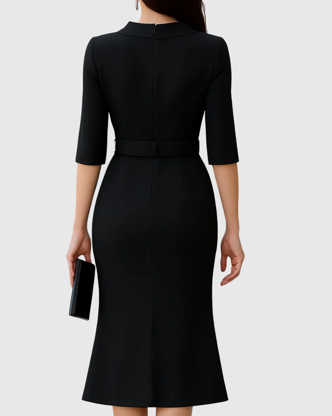 Elegantes schwarzes Midi-Kleid für Frauen – Zeitlose Raffinesse für jeden Anlass