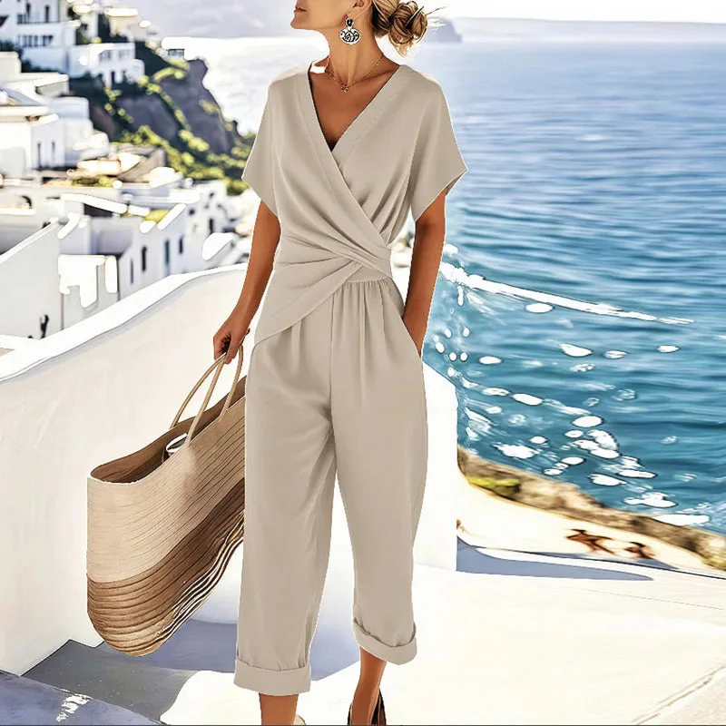 Elegantes Zweiteiliges Damen Set – Wickeloberteil und Maßgeschneiderte Hose für Stilvolle Anlässe