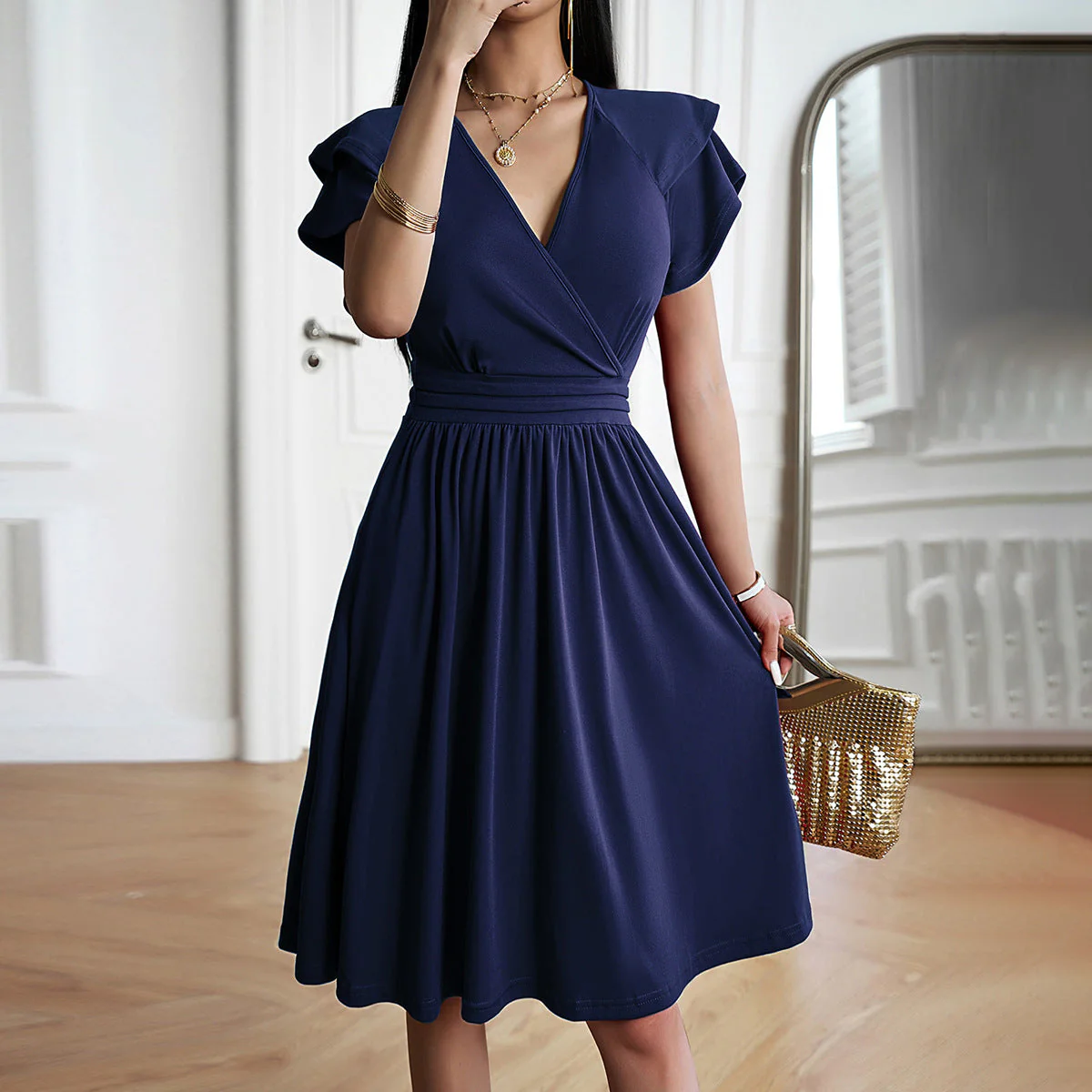 Eleganza™ – Damen Midikleid mit V-Ausschnitt für Elegante Anlässe