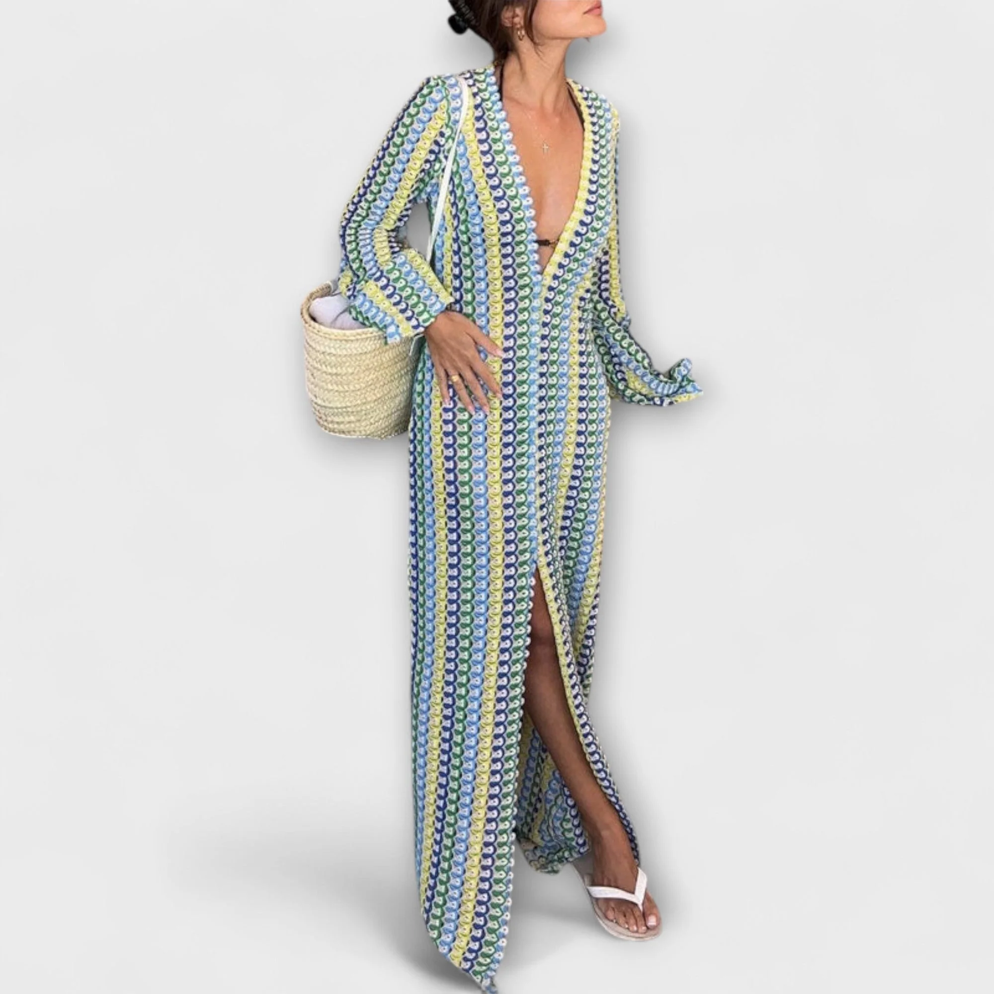 Elina – Maxikleid mit V-Ausschnitt und Urlaubs-Feeling - Image 4