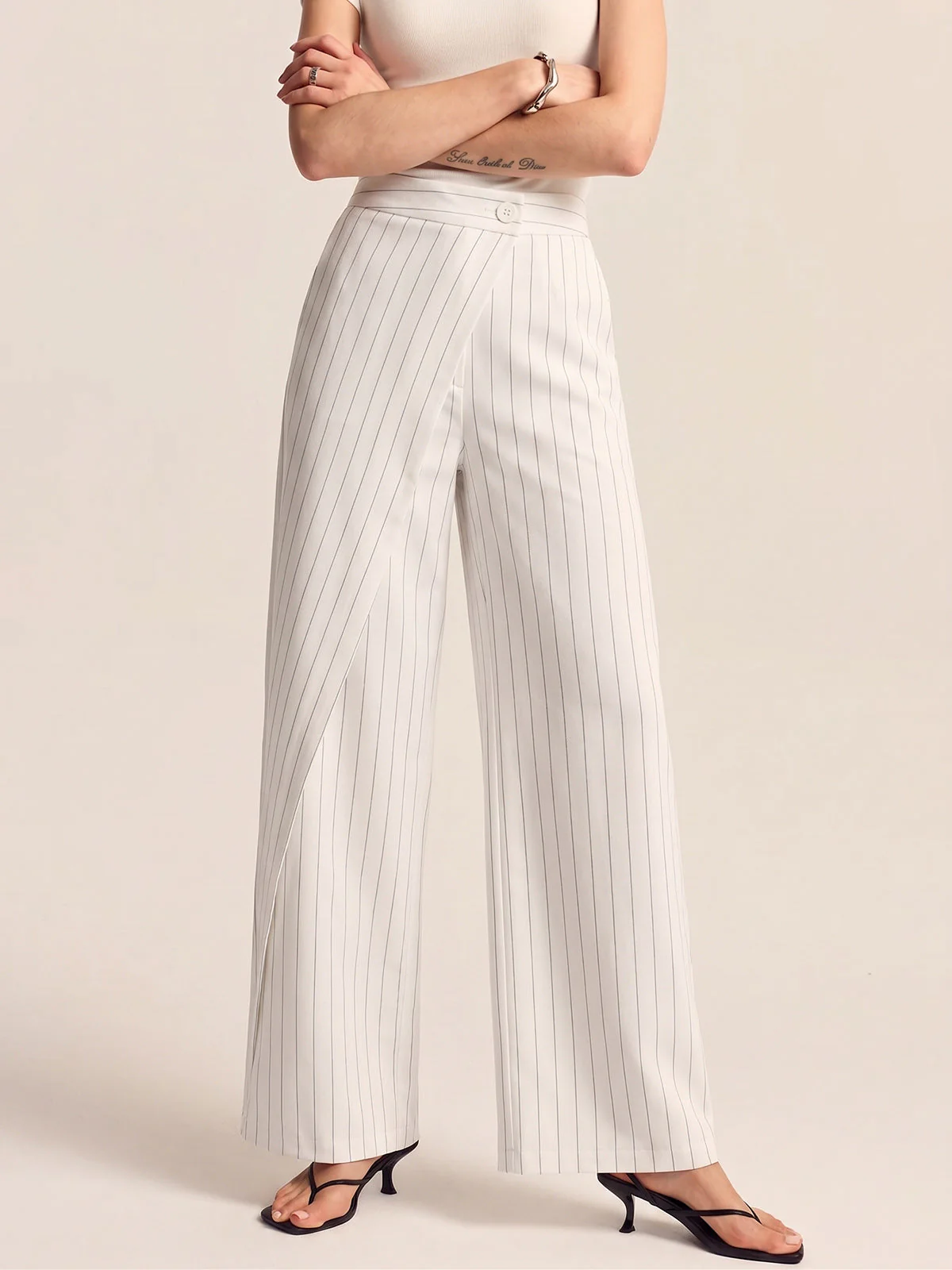 Elisa | Elegante Streifen Hose Damen Wickel - Image 5