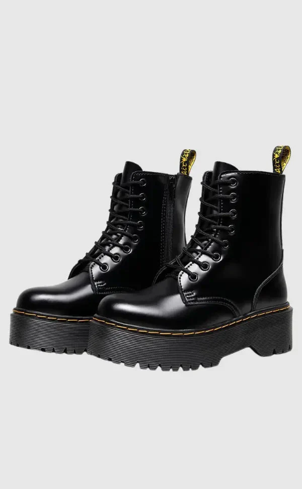Ella | Elegante Plateaustiefel aus Leder – Stilvolle Schuhe mit Komfort
