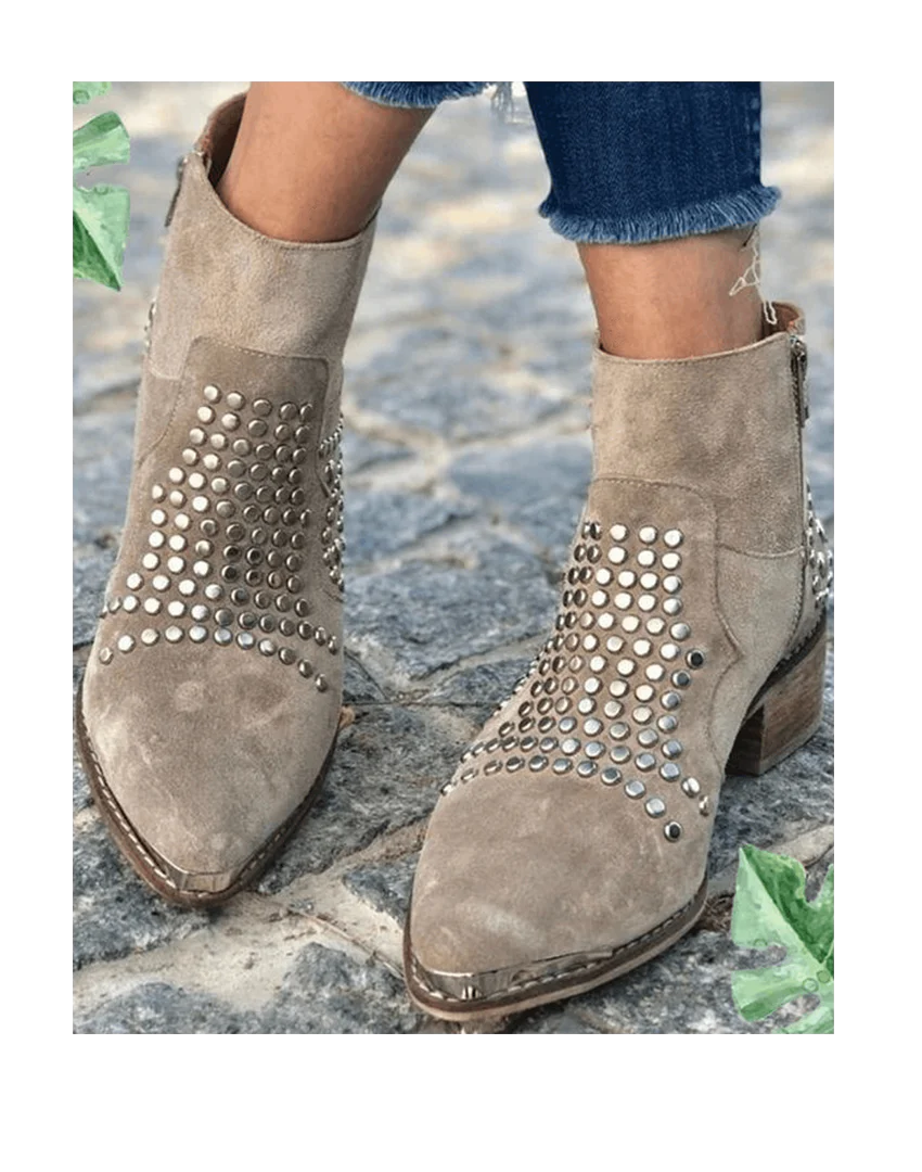 Ella | Modische Stiefeletten Damen Nieten hochwertig