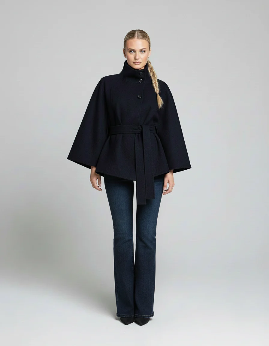 Ella | Modischer Damen Cape-Mantel mit Gürtelakzent - Image 2