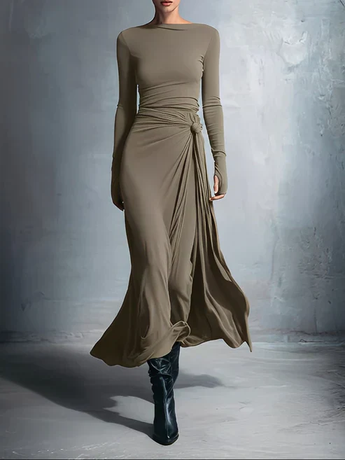 Emma | Damen Maxikleid mit seitlichem Knoten - Image 4